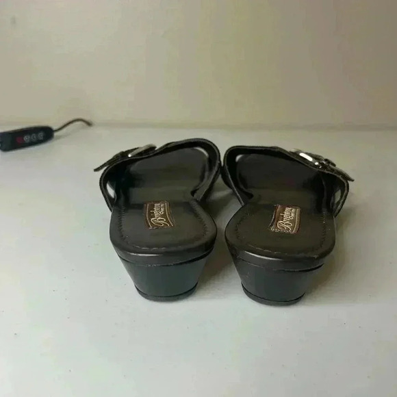 Brighton Womens Shoe Sandals Lorna Buckle Brown Black Made in Italy Size 8.5 - Picture 3 of 7